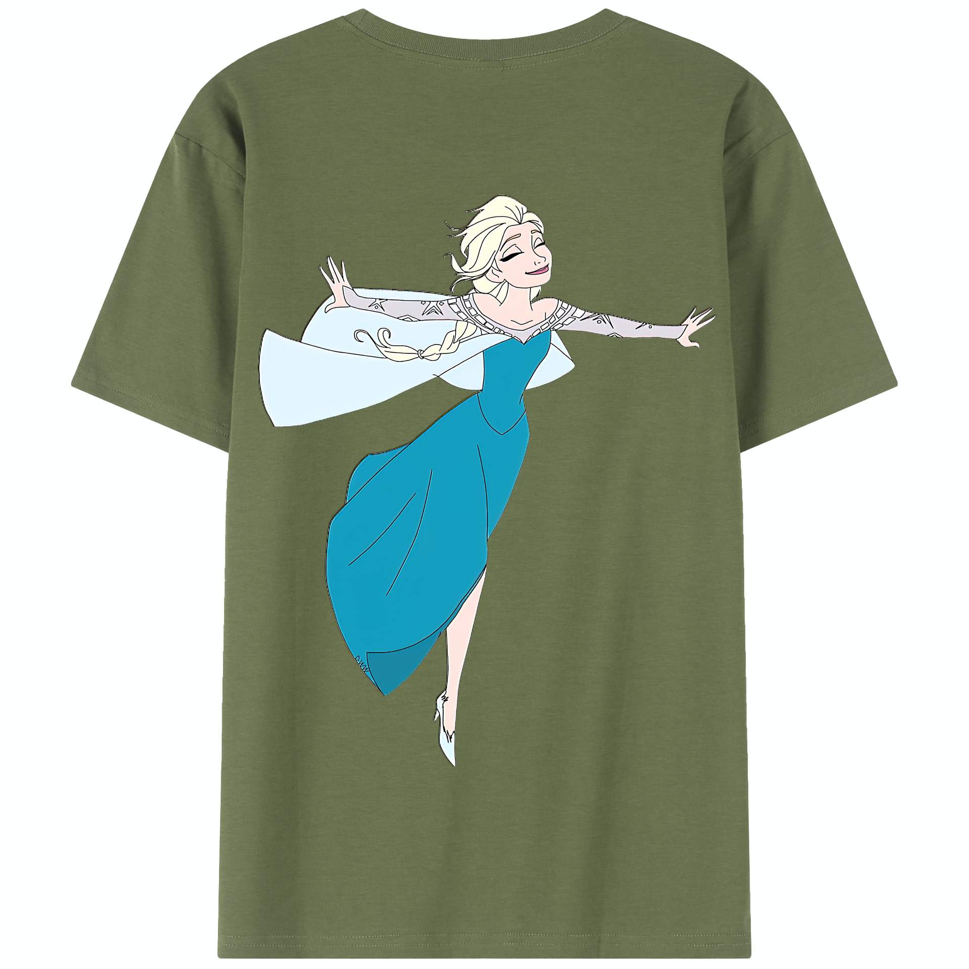 （画像用） アナと雪の女王 アンナ エルサ Frozen Anna Elsa 綿100％半袖Tシャツ（背面プリント）
